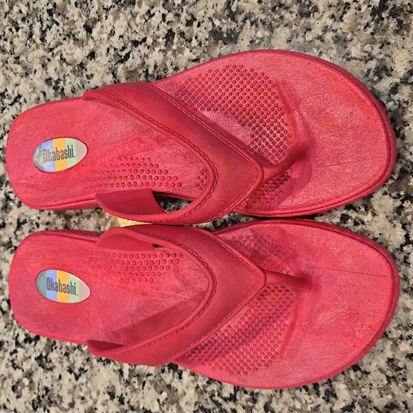 OKABASHI WOMEN'S MAUI FLIP-FLOP THONG SANDALS. HOT PINK. SIZE MEDIUM .= 6.5/7.5 - Picture 7 of 11